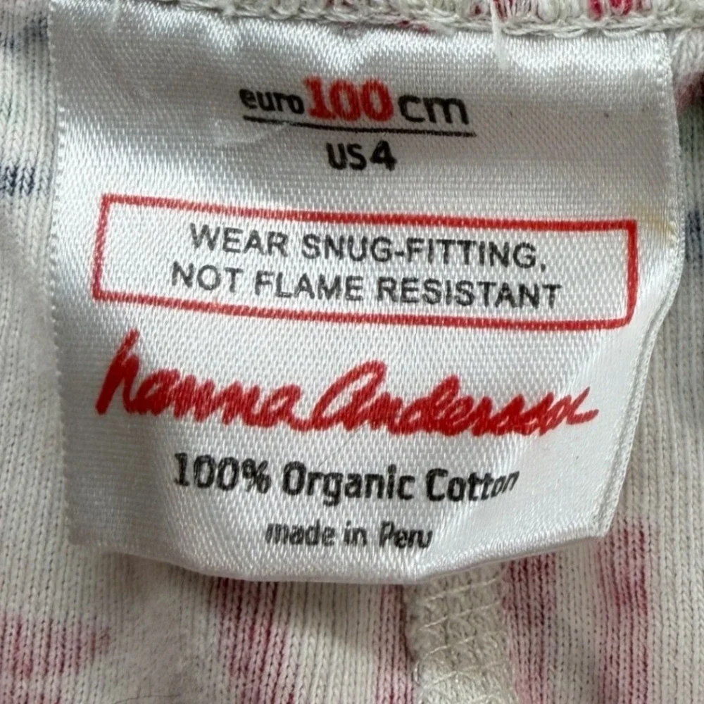 Hanna Andersson Reindeer Fair Isle Long John Pajama Pants Kids 4 Red White